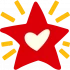 Red star with a heart in the center and lines representing radiant action