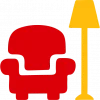 Hand drawn icon of chair with lamp