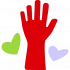 Hand drawn icon of hand with hearts